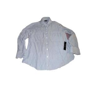 Moa Moa Women’s Sz Sm. Blue/white Button Up long Sleeve Blouse NWT